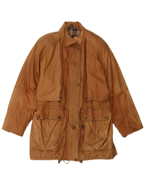 Cappotto in pelle da donna VINTAGE UK 16 Grande pelle beige