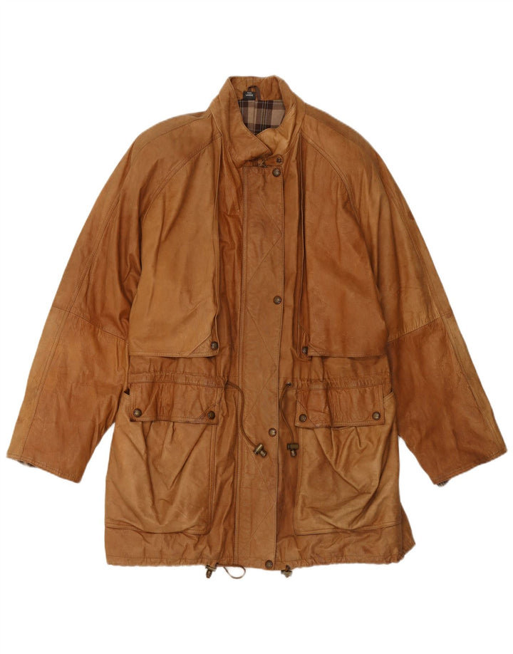 Cappotto in pelle da donna VINTAGE UK 16 Grande pelle beige