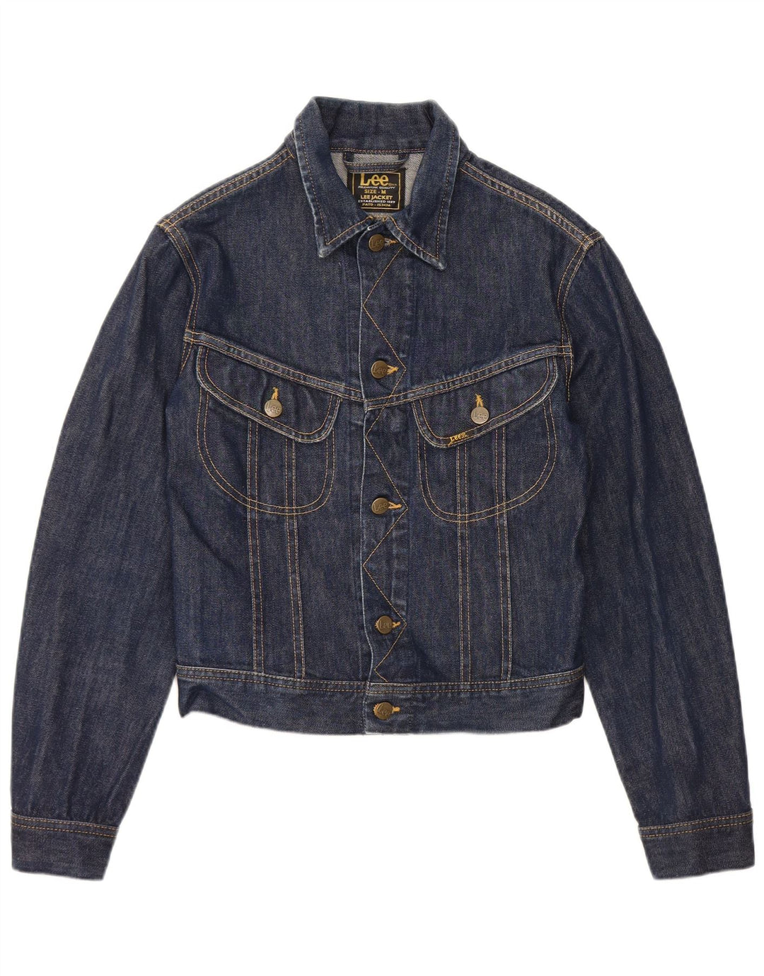 Giacca in denim corta da donna Lee UK 12 cotone blu navy medio