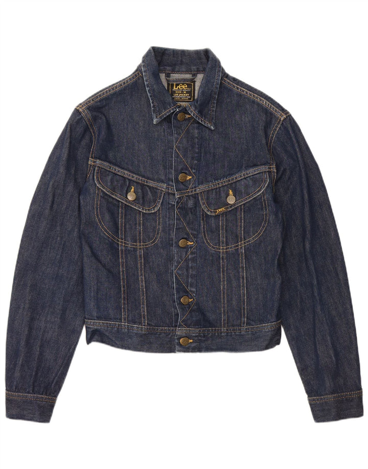 Giacca in denim corta da donna Lee UK 12 cotone blu navy medio