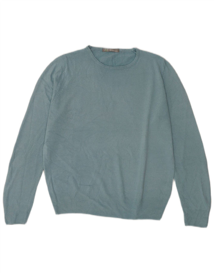Maglione maglione girocollo da donna Marks & Spencer UK 14 grande acrilico blu