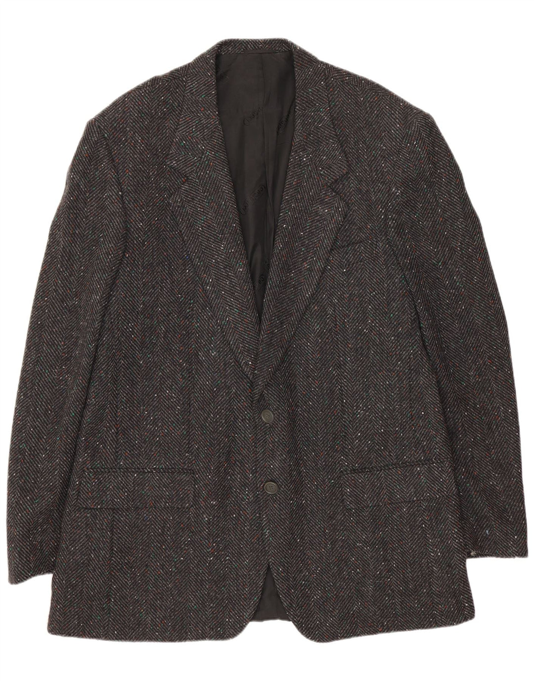 Giacca blazer da uomo a 2 bottoni Cacharel IT 52 XL lana a spina di pesce grigia
