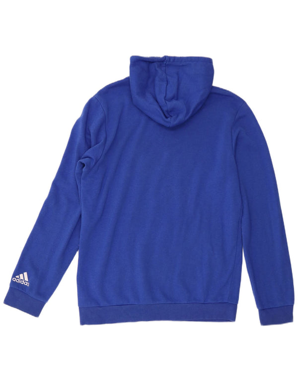 Felpa con cappuccio grafica da uomo Adidas in cotone blu medio