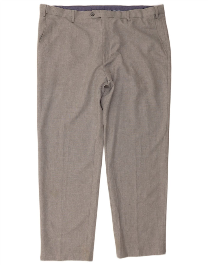 Pantaloni da abito regolari da uomo Marks & Spencer W42 L31 poliestere grigio