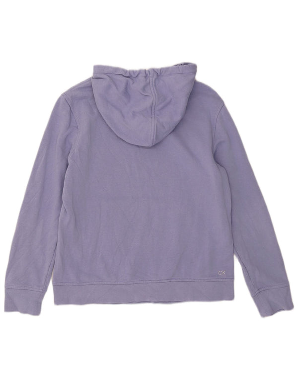 Calvin Klein Womens Graphic Hoodie Jumper UK 14 Medium Purple