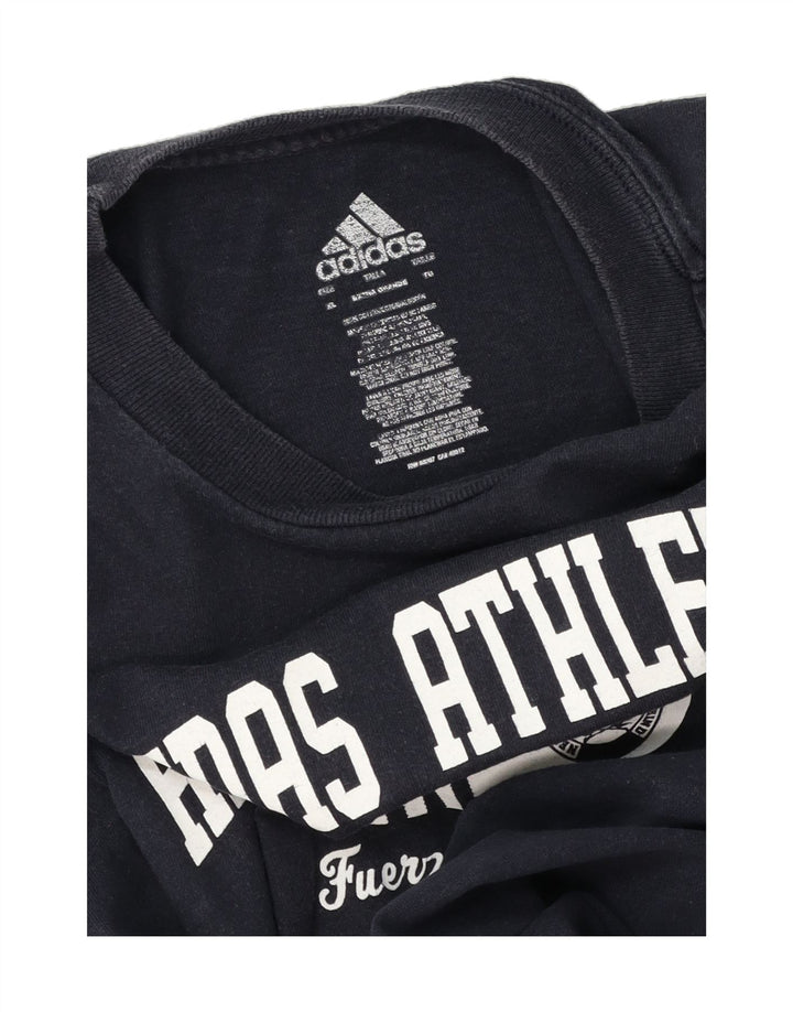 ADIDAS Mens Graphic T-Shirt Top XL Navy Blue Vintage Adidas and Second-Hand Adidas from Messina Hembry 