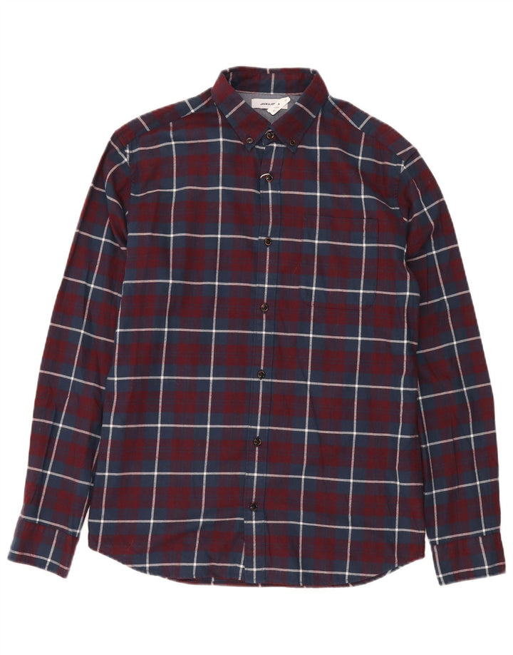 JACK & JONES Camicia da uomo in flanella di cotone a quadri bordeaux medio