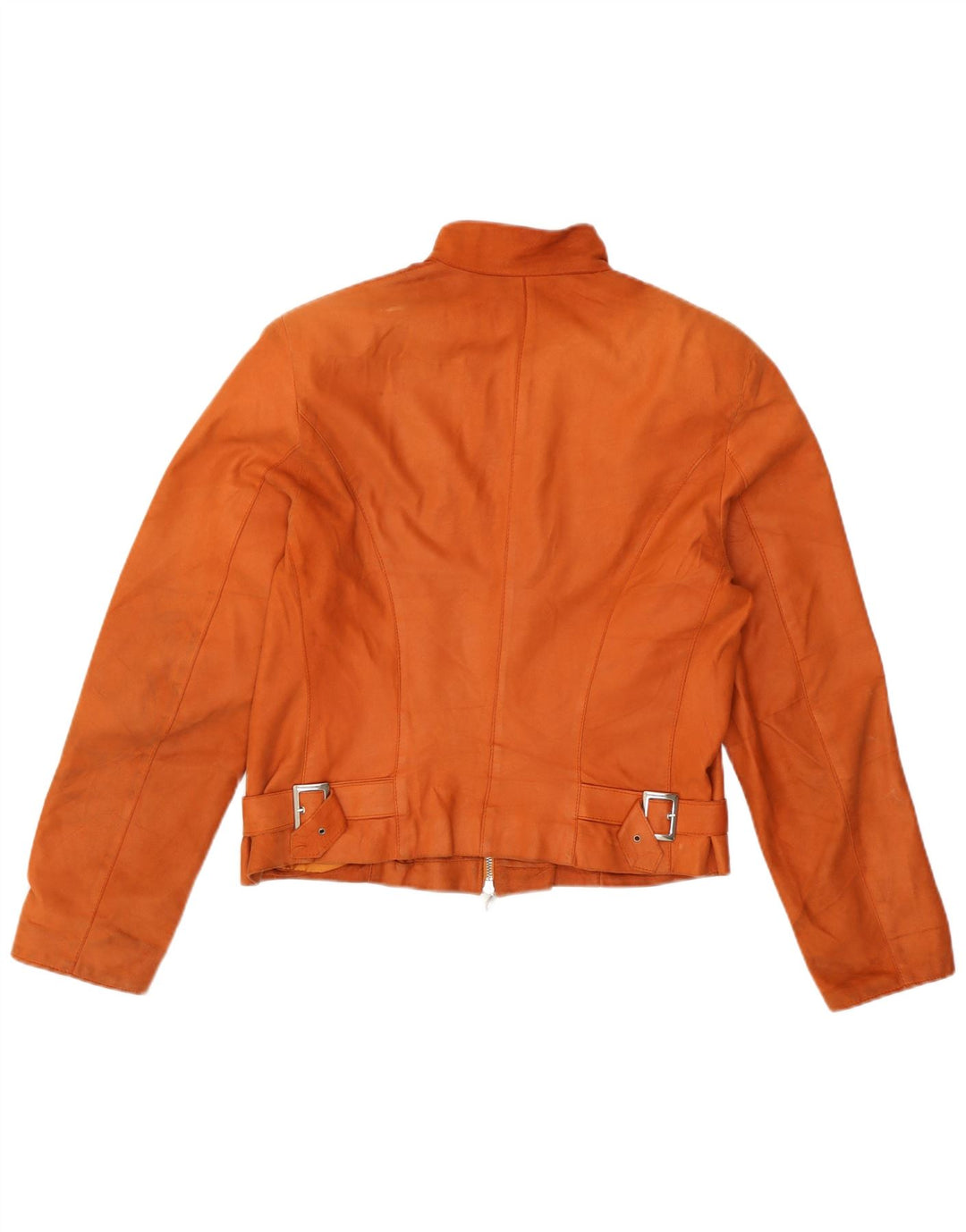 Giacca in pelle corta da donna vintage IT 44 in pelle arancione media