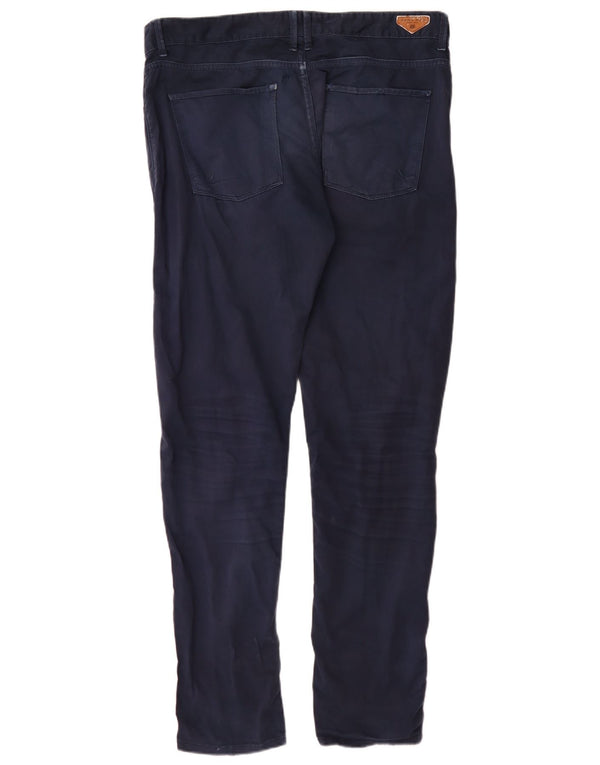 Pantaloni casual slim da uomo Zara EU 46 XL W36 L34 cotone blu navy