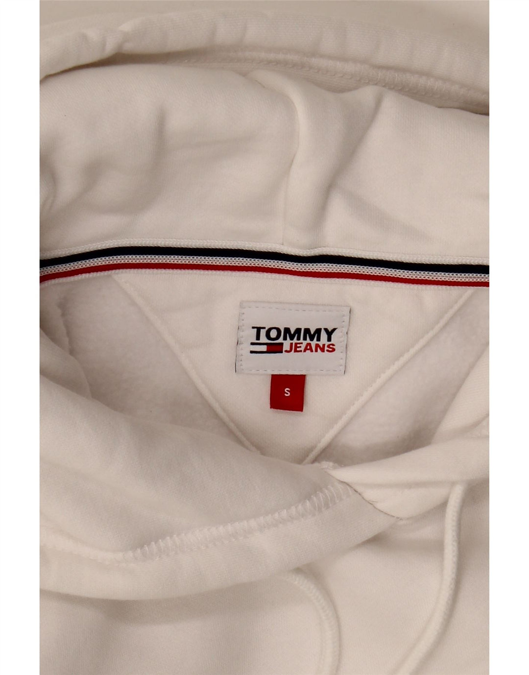 TOMMY HILFIGER Maglione oversize con cappuccio da donna UK 10 piccolo bianco