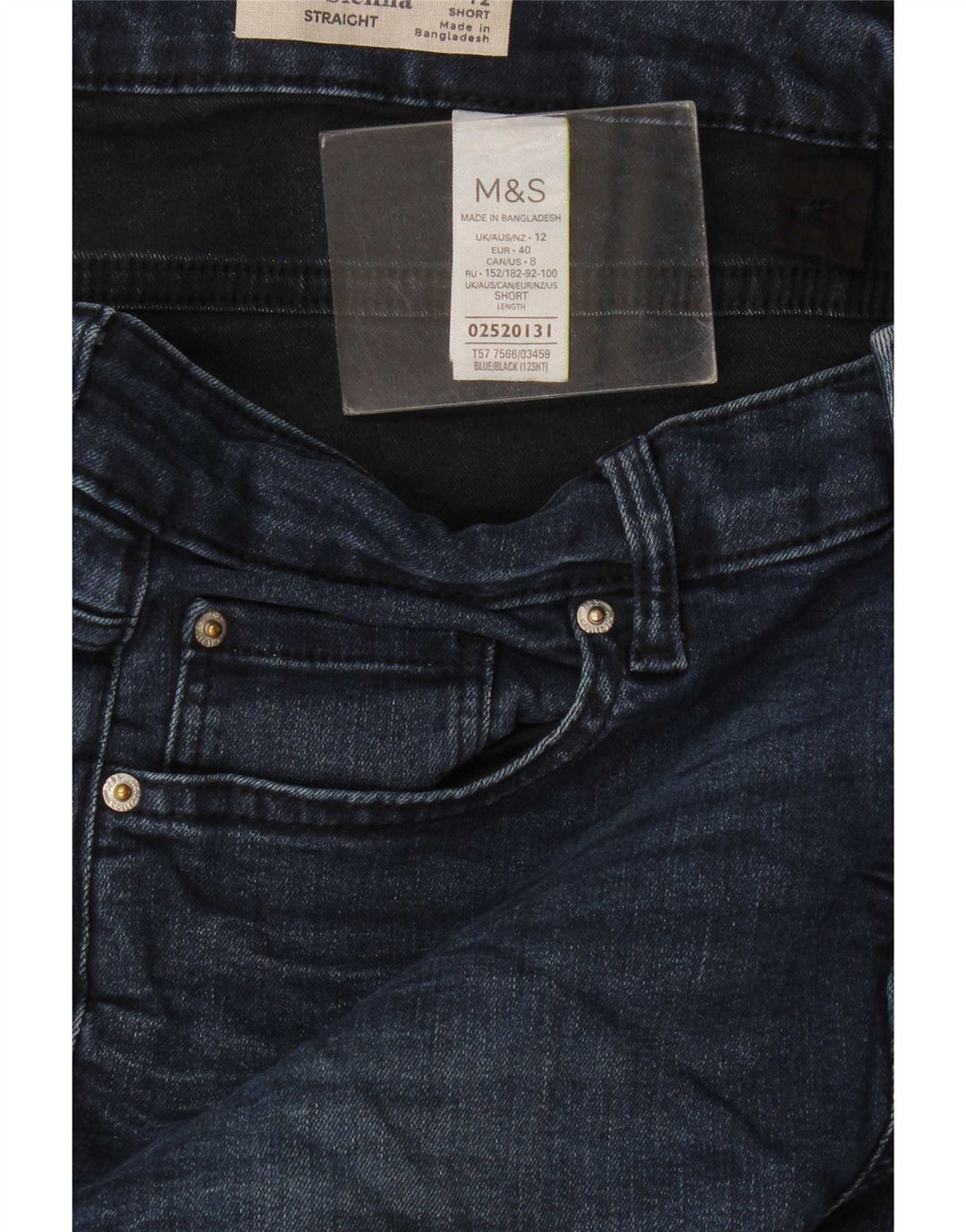 Jeans dritti da donna Marks & Spencer UK 12 medio W30 L28 blu navy