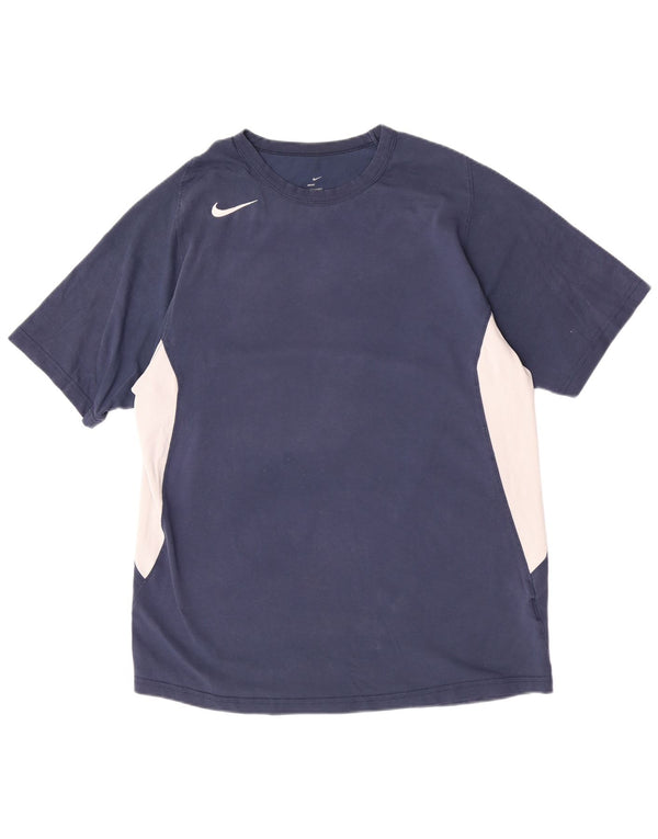 T-shirt da uomo Nike Top UK 42/44 Large blu navy in cotone color block