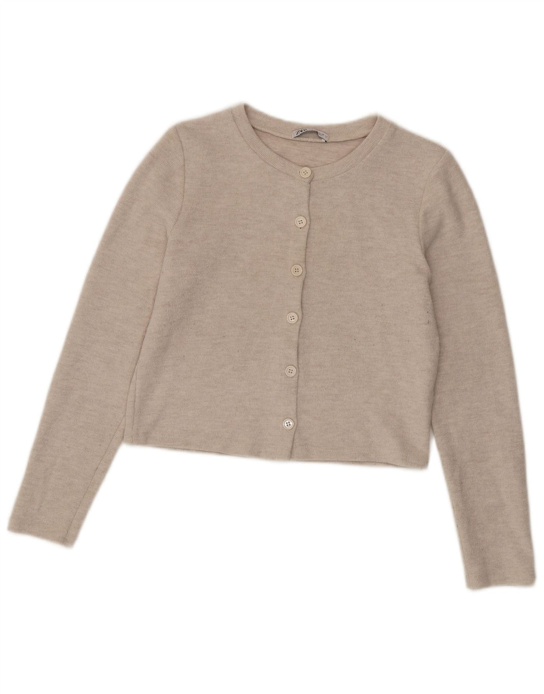 Maglione cardigan corto da donna Zara UK 12 Poliestere beige medio