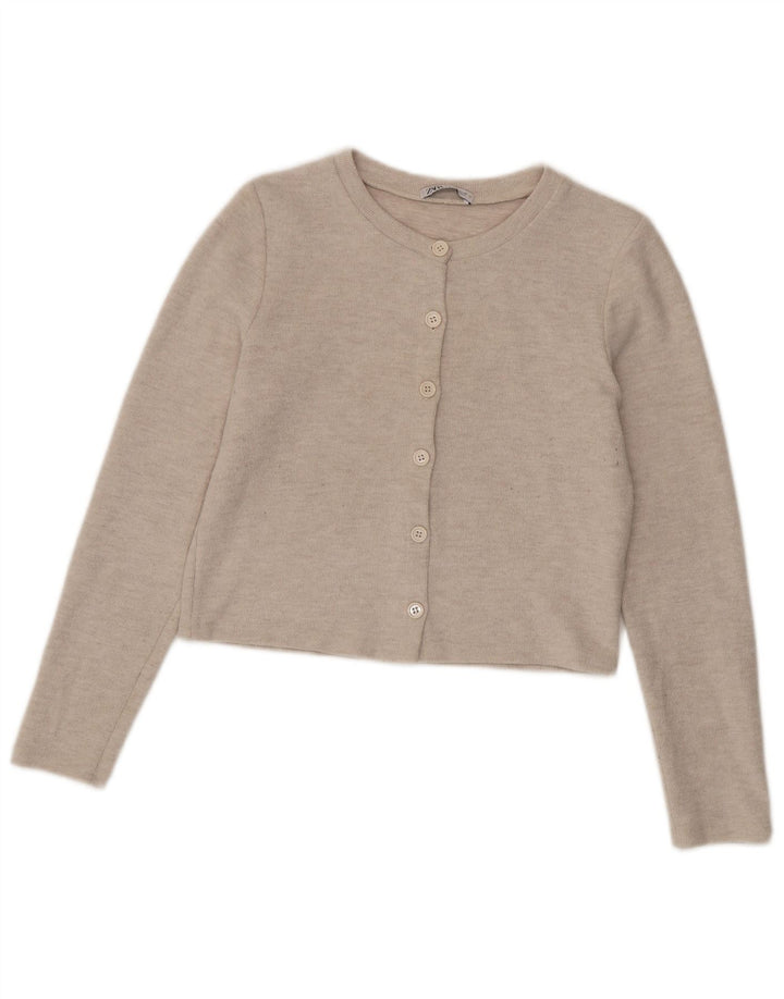 Maglione cardigan corto da donna Zara UK 12 Poliestere beige medio