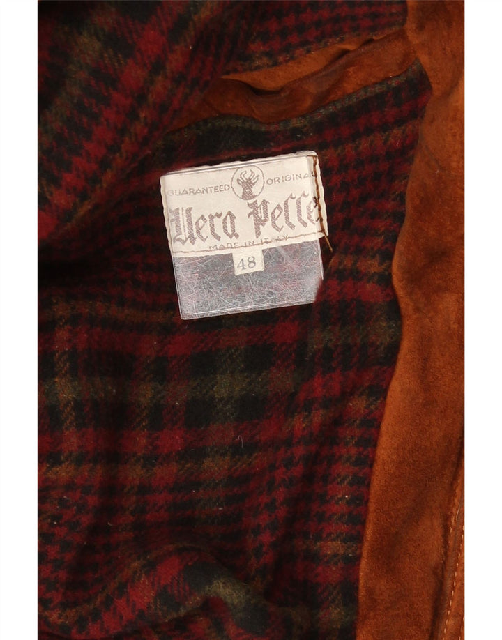 Giacca in pelle vintage da uomo IT 48 in pelle marrone medio