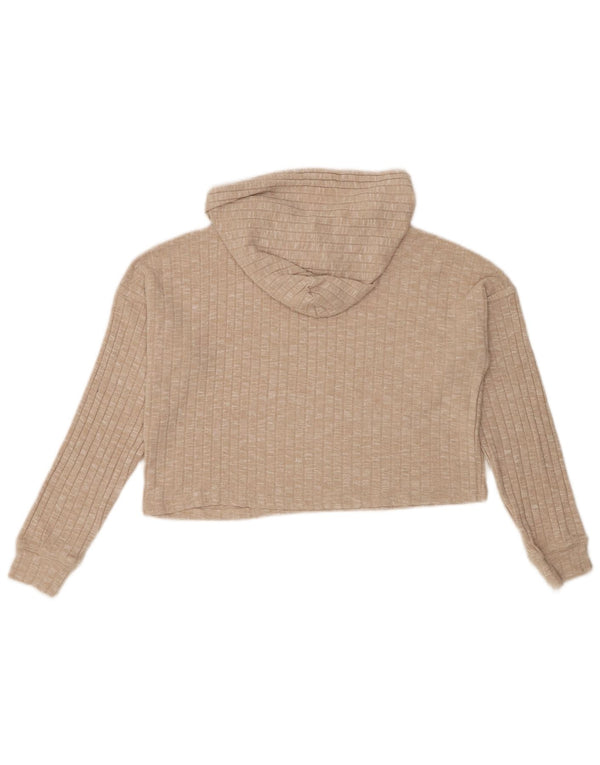 Maglione con cappuccio corto da donna Topshop UK 10 piccolo in viscosa beige
