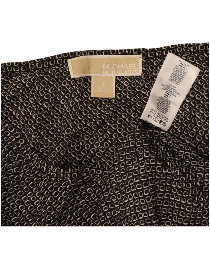 MICHAEL KORS Top da donna manica 3/4 UK 10 piccolo poliestere geometrico nero