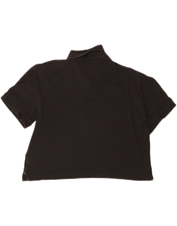 Polo corta da donna Tommy Hilfiger UK 14 cotone nero medio