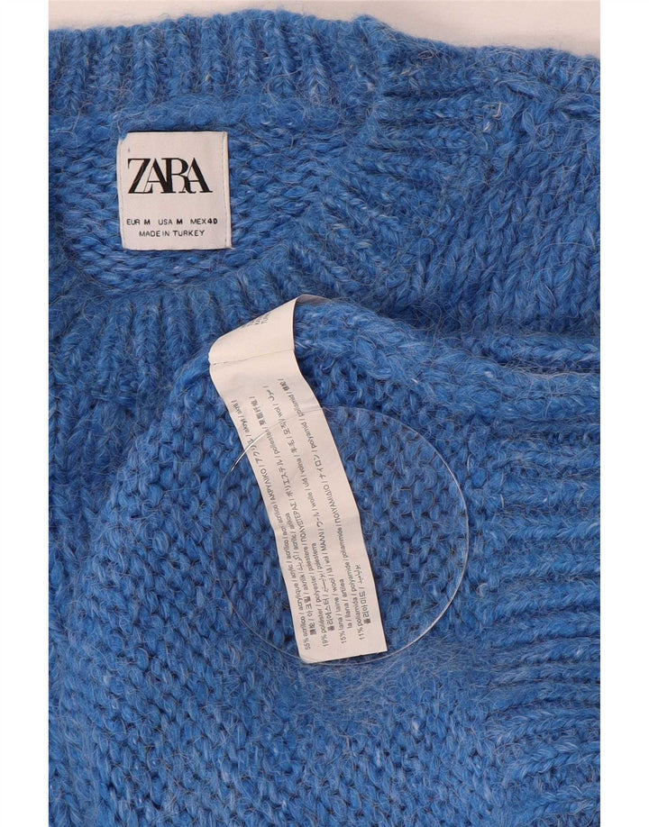 Maglione maglione girocollo da uomo Zara in acrilico blu medio