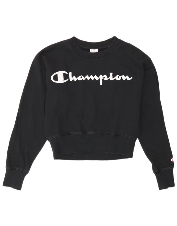 Felpa con grafica corta da donna Champion UK 14 cotone nero medio