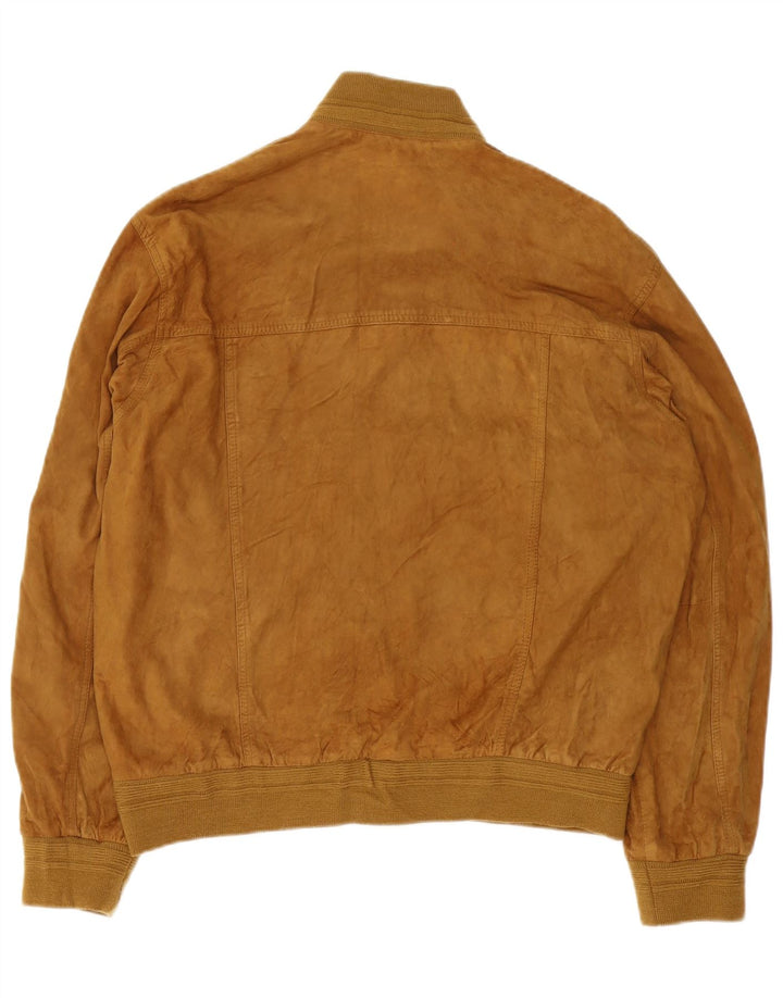 Giubbotto bomber vintage in pelle scamosciata da uomo IT 54 2XL in pelle marrone