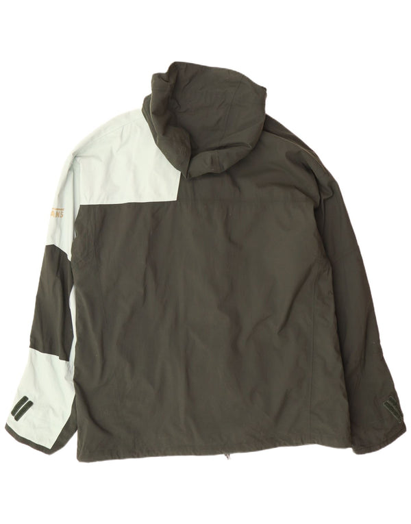 Giacca a vento con cappuccio da uomo VANS UK 40 Large in nylon color block kaki