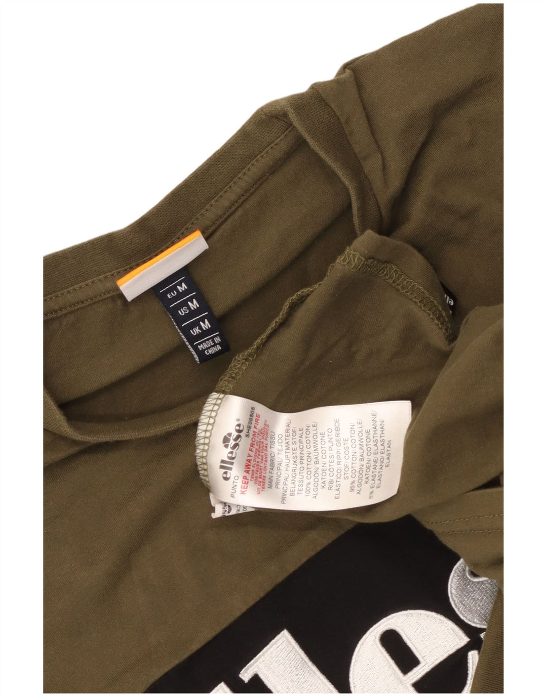T-shirt grafica da uomo Ellesse Top in cotone color block medio kaki
