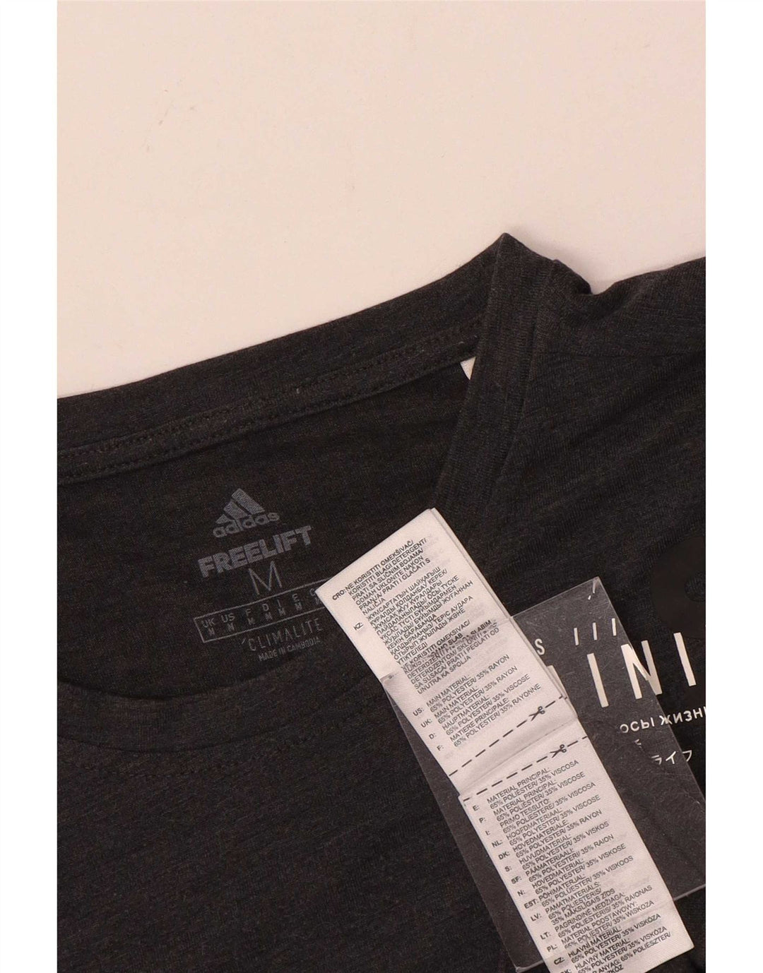 T-shirt grafica Adidas Climalite da uomo Top in poliestere grigio medio