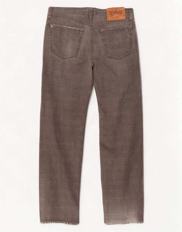 Pantaloni chino dritti da uomo Dolce & Gabbana W35 L33 cotone a quadri grigi