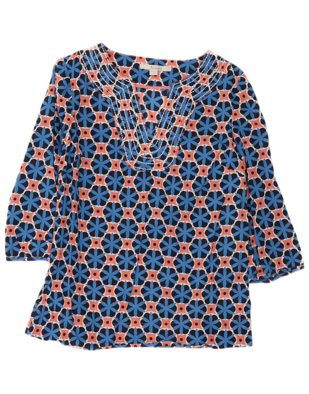 Top tunica da donna con maniche a 3/4 Boden UK 12 medio multicolore geometrico