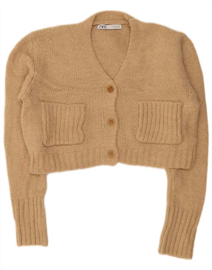 Maglione cardigan corto da donna Zara UK 14 Beige medio