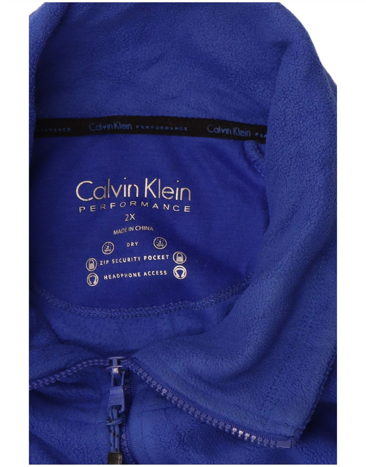 CALVIN KLEIN Giacca in pile da uomo Performance UK 44 2XL Poliestere blu