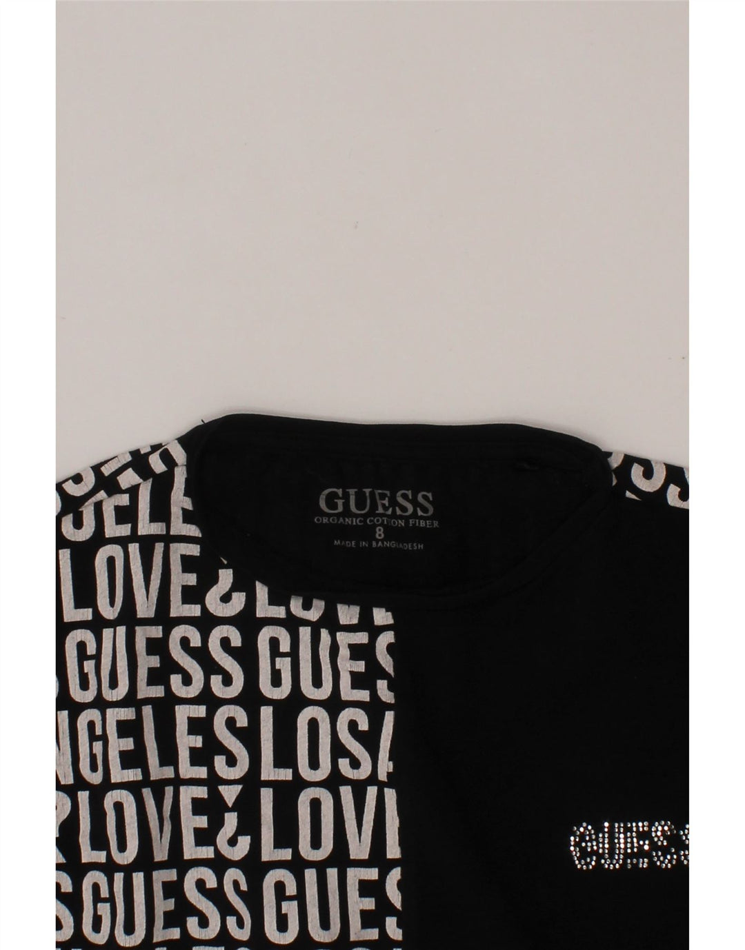 T-shirt grafica GUESS per bambina 7-8 anni in cotone nero