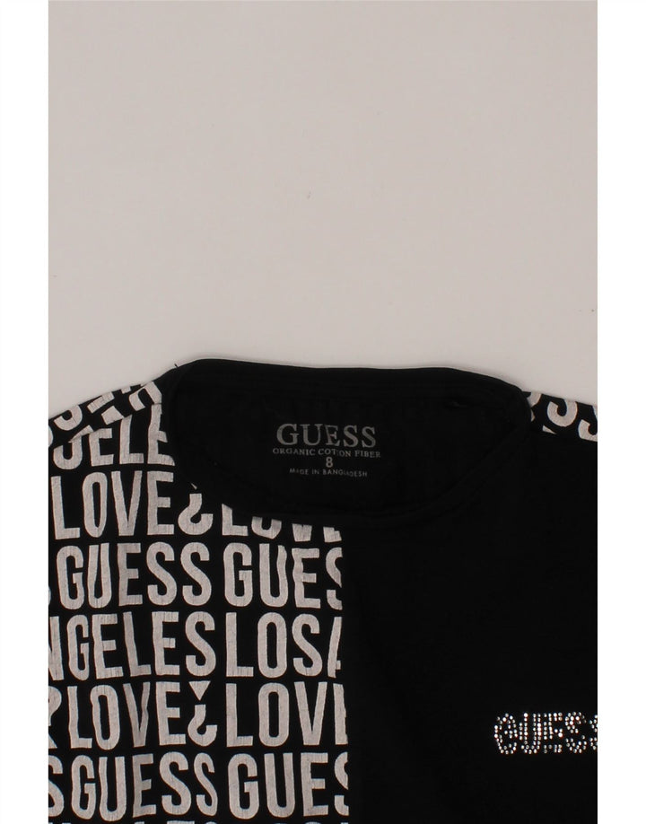 T-shirt grafica GUESS per bambina 7-8 anni in cotone nero