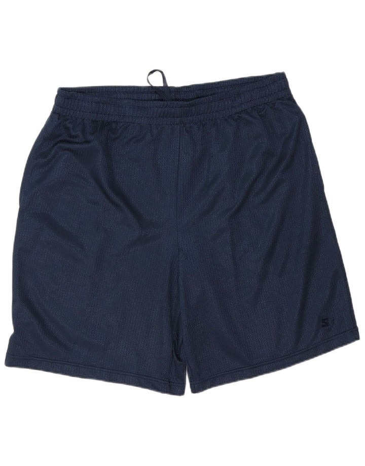 STARTER Mens Sport Shorts Large  Navy Blue Polyester