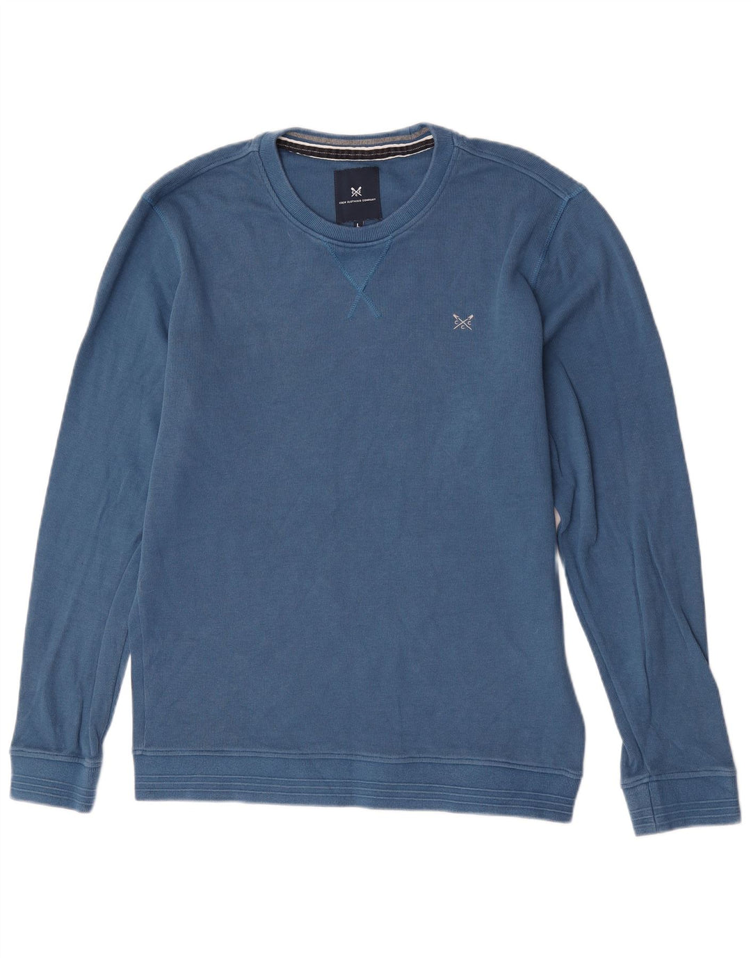 Crew Clothing Maglione girocollo da uomo in cotone blu grande