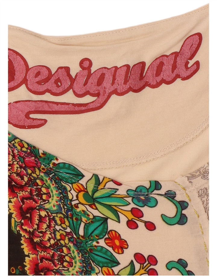 Desigual Donna Camicetta a Pipistrello Top UK 12 Medio Bianco Sporco Floreale