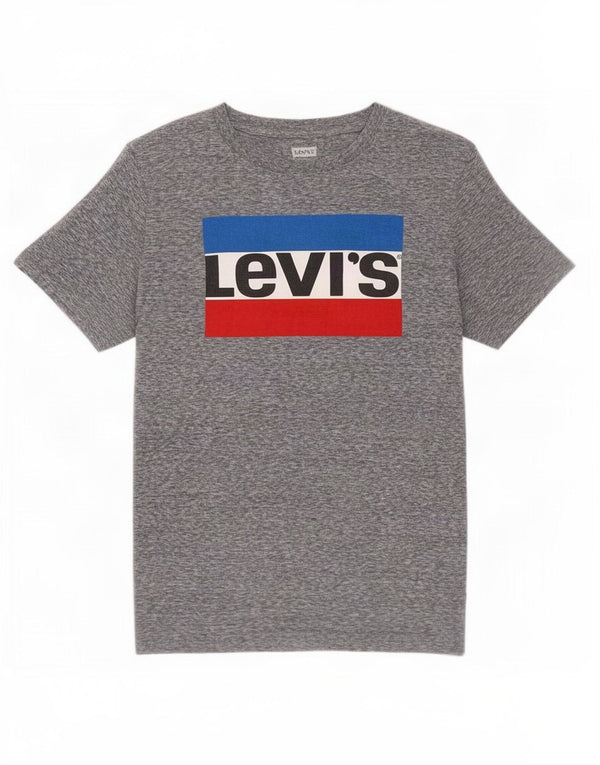 T-shirt grafica per ragazzi Levi's Top 13-14 anni XL in cotone mélange grigio