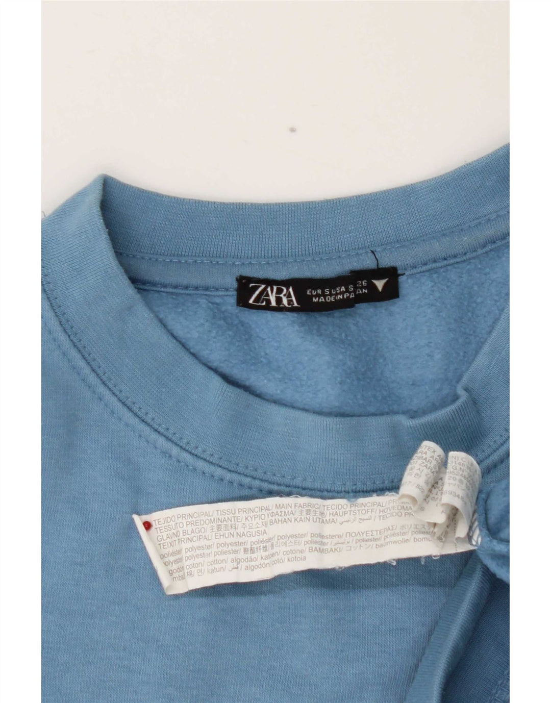 Felpa corta da donna Zara UK 10 piccola blu poliestere