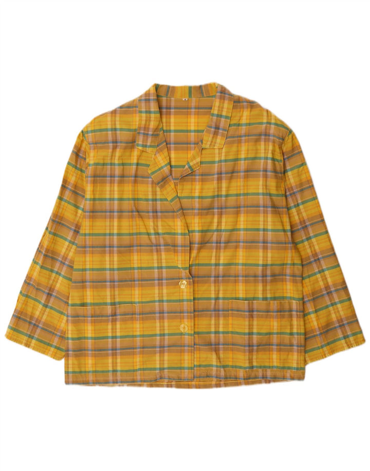 Giacca blazer oversize da donna vintage a 2 bottoni UK 14 medio giallo a quadri