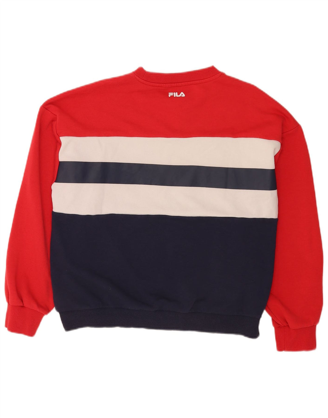 Felpa grafica da donna Fila Jumper UK 14 Cotone color block rosso medio