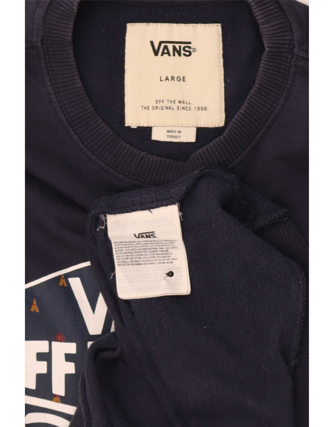 Felpa grafica da uomo di Vans, maglione grande, cotone blu navy