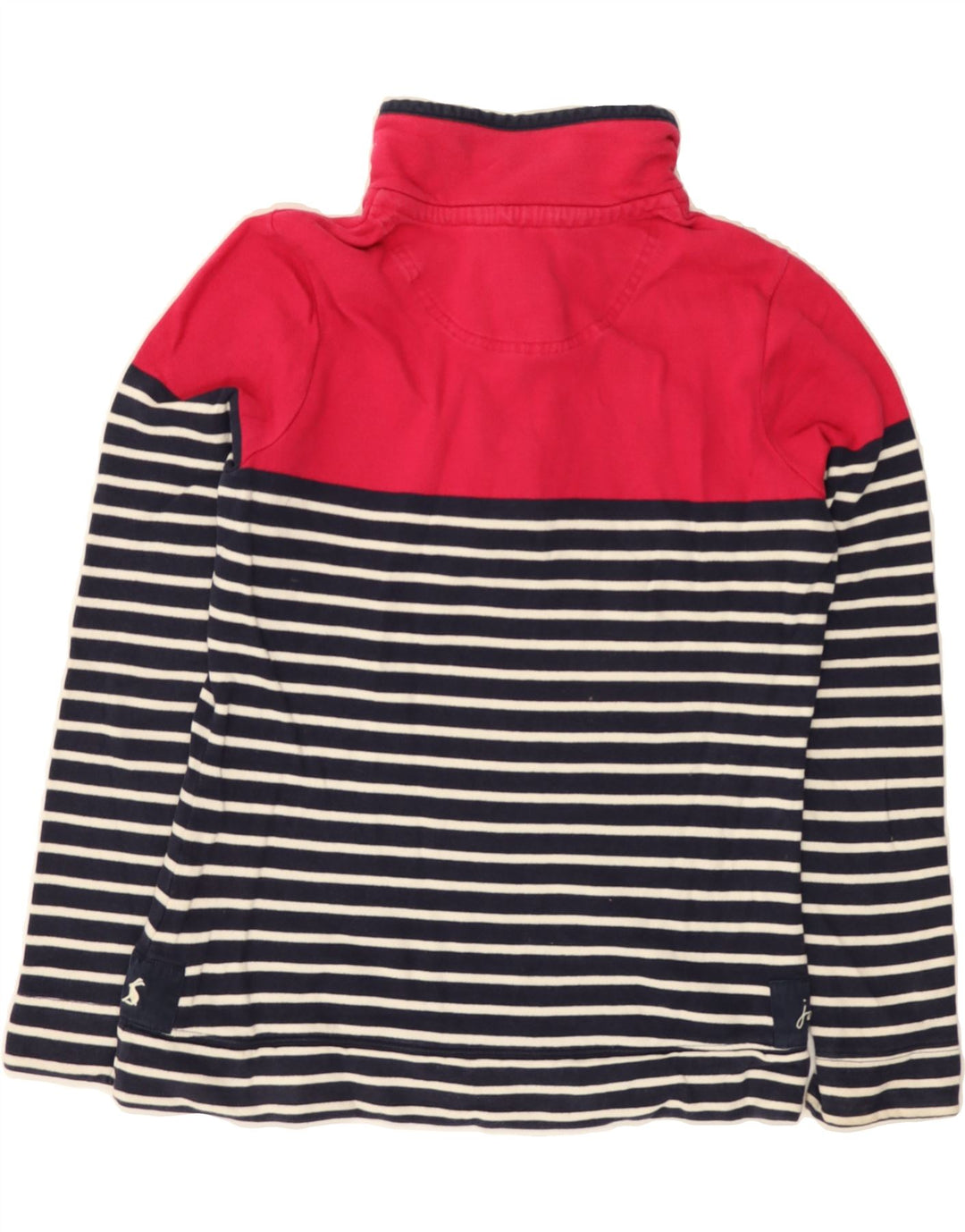 JOULES Womens Button Neck Sweatshirt Jumper UK 10  Small Navy Blue Striped Vintage Joules and Second-Hand Joules from Messina Hembry 