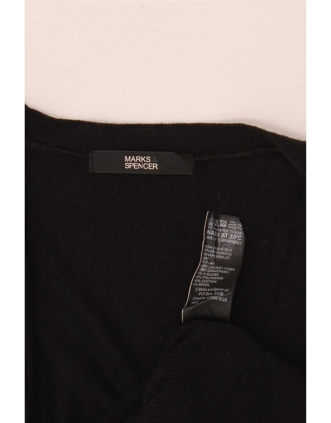 Maglione cardigan lungo da donna Marks & Spencer UK 8 piccolo in viscosa nera