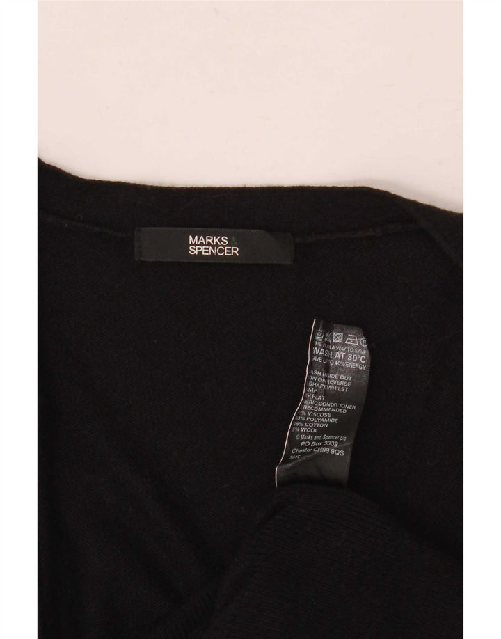 Maglione cardigan lungo da donna Marks & Spencer UK 8 piccolo in viscosa nera