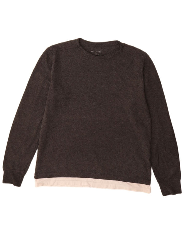 Maglione da uomo con scollo a barchetta e vestibilità lunga di All Saints, piccolo grigio