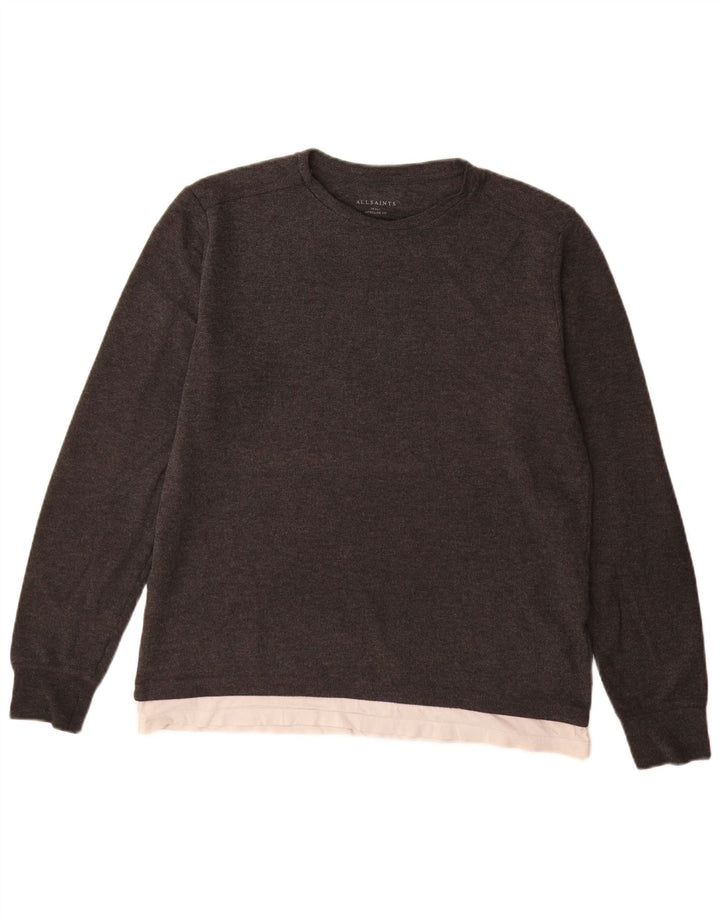 Maglione da uomo con scollo a barchetta e vestibilità lunga di All Saints, piccolo grigio