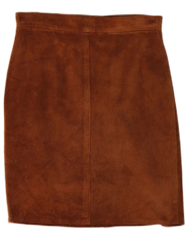 Gonna vintage in pelle scamosciata da donna piccola W27 in pelle marrone