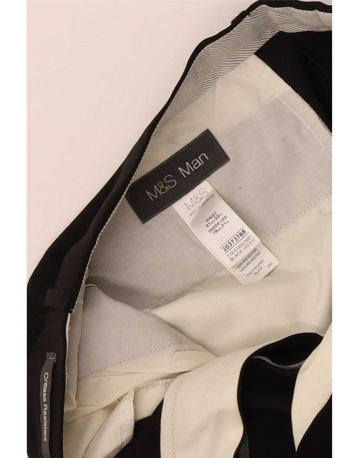 Pantaloni da abito dritti da uomo Marks & Spencer W32 L31 poliestere nero
