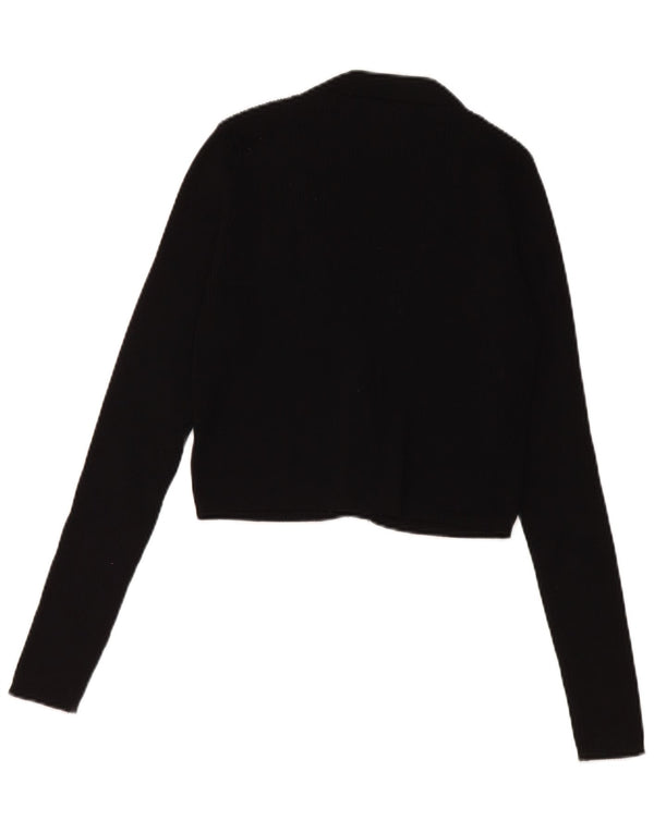 Zara Womens Crop Cardigan Sweater UK 8 Small Black